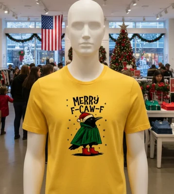Merry F Caw F Christmas T S   Yellow T Shirt