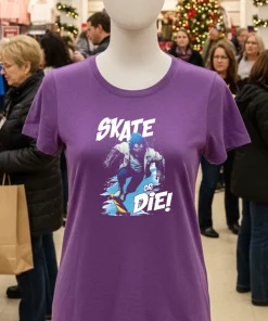 Skate Or Die Wolfy Classic T S   Purple T Shirt