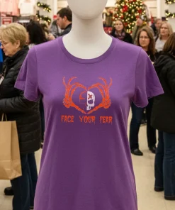 Skull Hand Skeleton Face Your Fear Halloween T S   Purple T Shirt