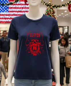 Slayer Sport Is War Head Skull T S   Navy T Shirt