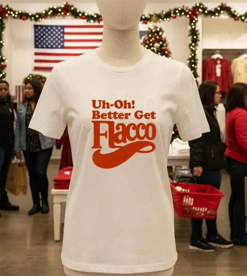 Uh Oh Better Get Flacco Text Design T S   White T Shirt