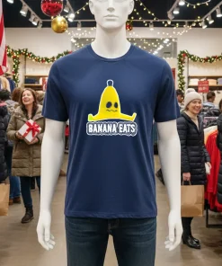 Banana Eats Peel Trap Retro T S   Navy T Shirt