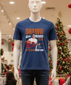 Shawn Mendes 2025 On The Road Again Tour Signature T S   Navy T Shirt