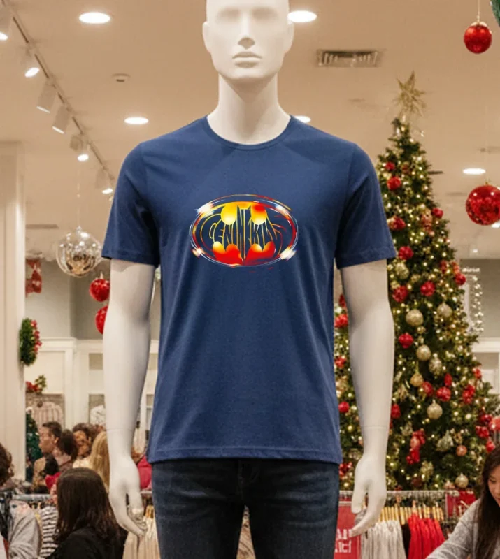 The Laugh Track Retro Batman Inspired Logo 1989 T S   Navy T Shirt
